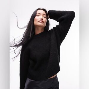 TOPSHOP Black Mock Neck Sweater Women’s Minimalist Top